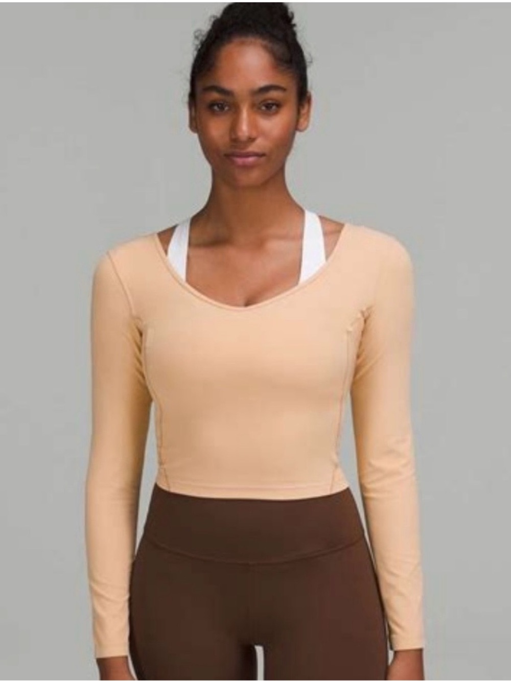 lululemon athletica Align Long Sleeve Long Sleeve Cropped Top - Beige